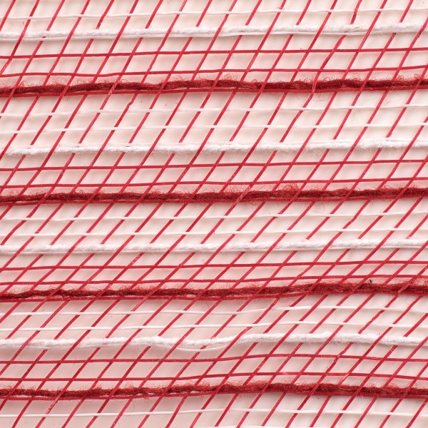 21  Poly Jute Deco Mesh: Red & White Thin Stripe (10 Yards) Supply