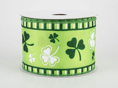 2.5  Lime Satin & Shamrocks Ribbon (10 Yards) Online Sale