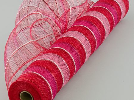 21  Poly Deco Mesh: Red & Pink Stripes (10 Yards) on Sale