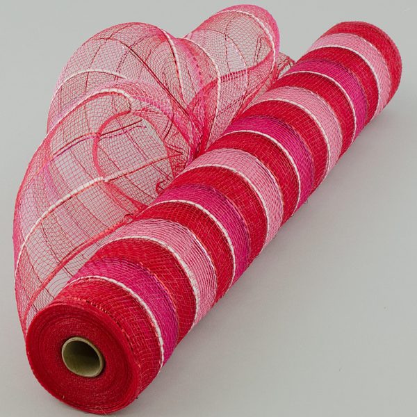 21  Poly Deco Mesh: Red & Pink Stripes (10 Yards) on Sale