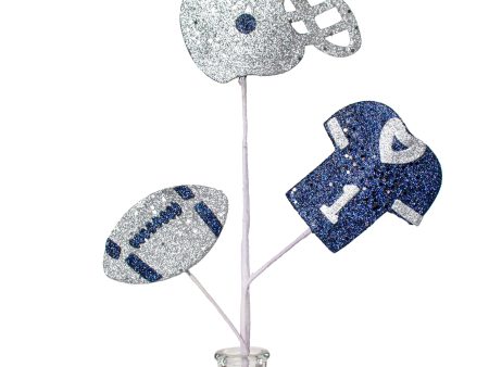 24  Glitter Helmet, Jersey, Football Pick: Navy Blue & Silver Sale