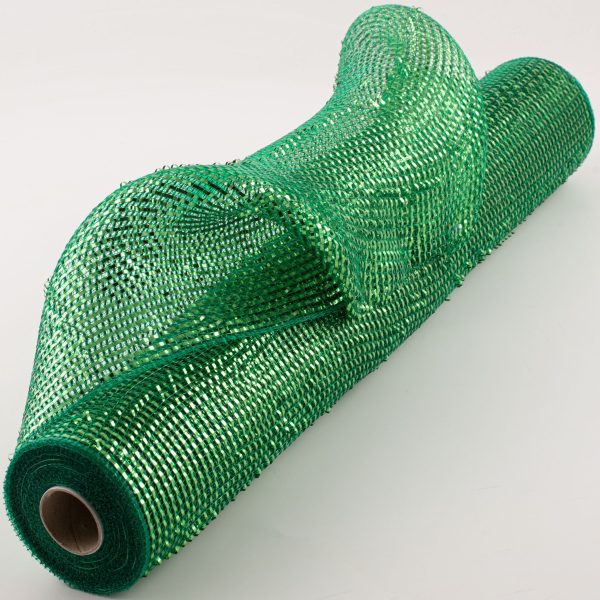 21  Poly Deco Mesh: Deluxe Wide Foil Green Sale