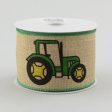 2.5  Natural Woven Canvas Green & Yellow Tractor Ribbon (10 Yards) For Discount