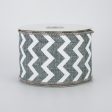 2.5  Canvas Chevron Ribbon: Grey & White (10 Yards) Online Sale