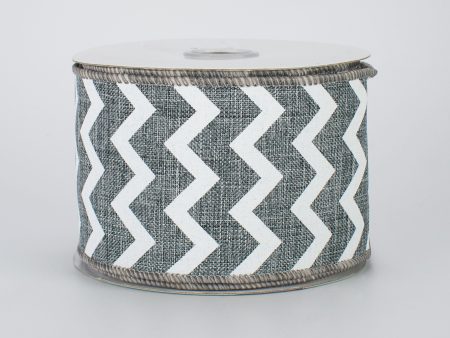 2.5  Canvas Chevron Ribbon: Grey & White (10 Yards) Online Sale