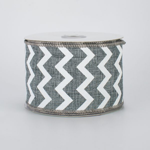 2.5  Canvas Chevron Ribbon: Grey & White (10 Yards) Online Sale