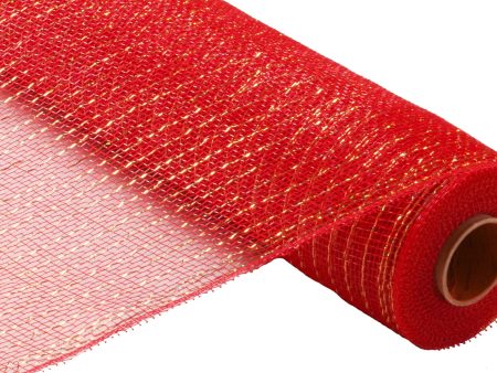 21  Poly Deco Mesh: Metallic Red & Gold on Sale