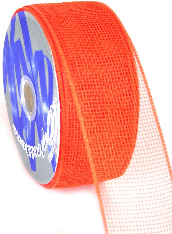 2.5  Poly Deco Mesh Ribbon: Orange For Discount