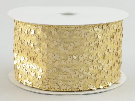 2.5  Satin Sequins Ribbon: Gold (10 Yards) Online Sale