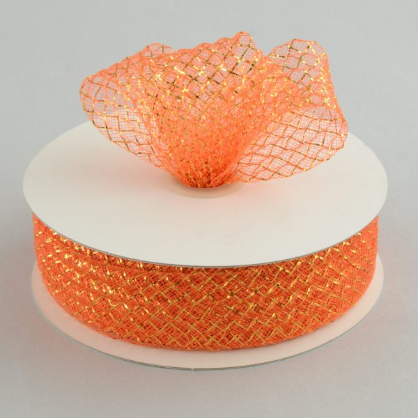 1.5  Deco Flex Mesh Ribbon: Metallic Orange (30 Yards) Online Sale