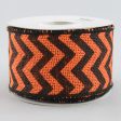 2.5  Orange & Black Burlap Chevron Ribbon (10 Yards) Discount