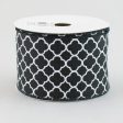 2.5  Quatrefoil Ribbon: Black & White (10 Yards) Sale