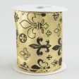 4  Gold Lamé Fleur De Lis Print Ribbon: Black & Gold (10 Yards) Fashion