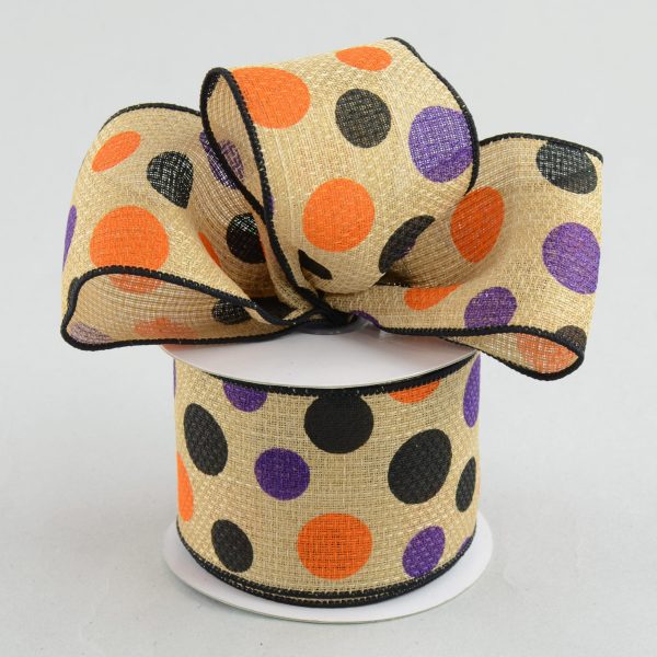 2.5  Faux Burlap Halloween Polka Dots: Purple, Orange & Black (10 Yards) Fashion