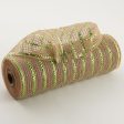 10  Poly Jute Deco Mesh: Natural & Lime Green Metallic Stripe (10 Yards) Cheap