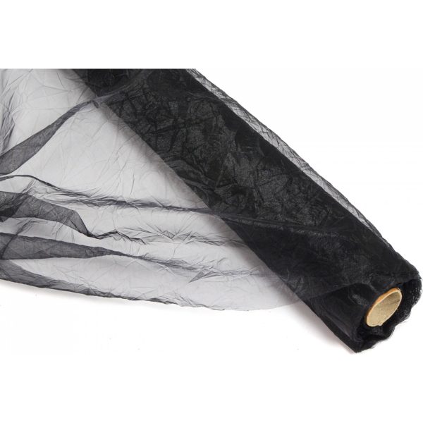 24  Crinkle Sheer Fabric Roll: Black (10 Yards) Discount