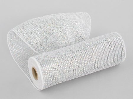 10  Poly Mesh Rolls: Deluxe Wide White Laser Silver Foil For Cheap