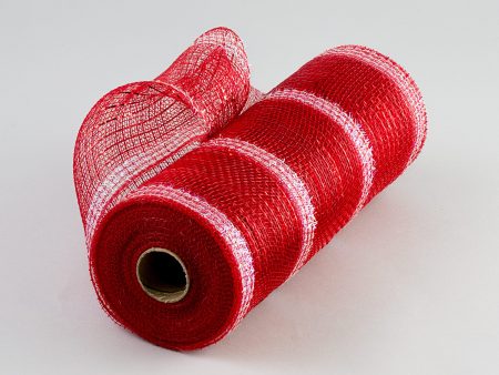 10  Poly Deco Tinsel Mesh: Red & White (10 Yards) Online Hot Sale