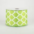 2.5  Satin Quatrefoil Lattice Ribbon: Lime Green (10 Yards) Supply