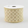 2.5  Quatrefoil Ribbon: Tan & Ivory (10 Yards) Fashion