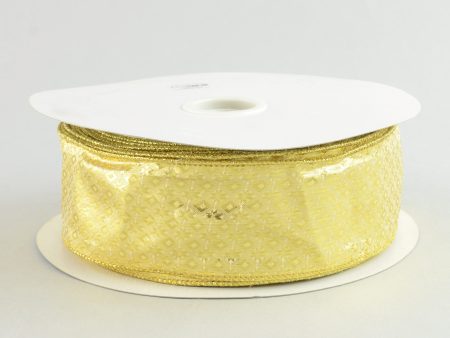 2.5  Gold Lamé Diamond Pattern Ribbon (50 Yards) Supply