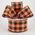 2.5  Water Resistant Woven Faux Jute Check Ribbon: Orange & Black (10 Yards) Sale