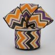 2.5  Faux Burlap Halloween Chevron Ribbon: Purple, Orange & Black (10 Yards) Online Sale