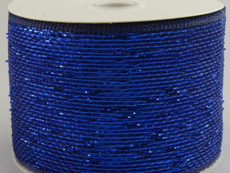 4  Poly Deco Mesh Ribbon: Metallic Navy Royal Online