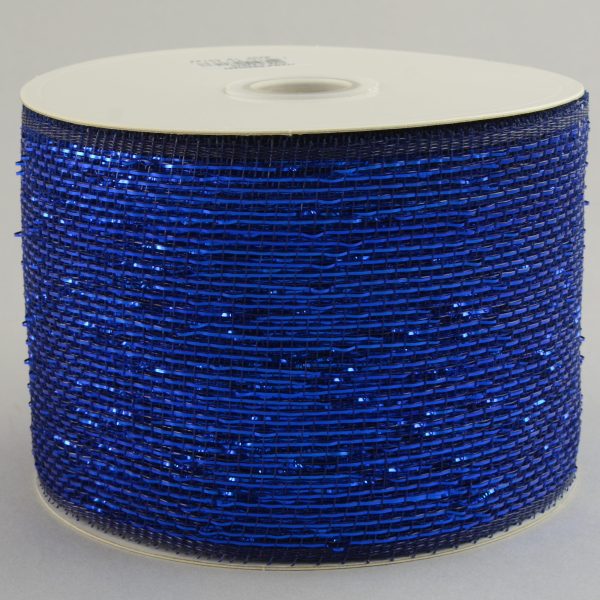 4  Poly Deco Mesh Ribbon: Metallic Navy Royal Online