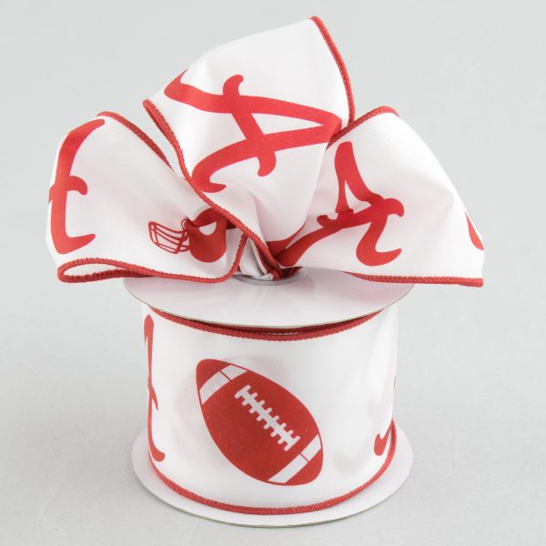 2.5  Football Helmet Crimson A Ribbon (10 Yards) Hot on Sale