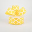 1.5  Satin Quatrefoil Lattice Ribbon: Yellow & White (10 Yards) For Sale