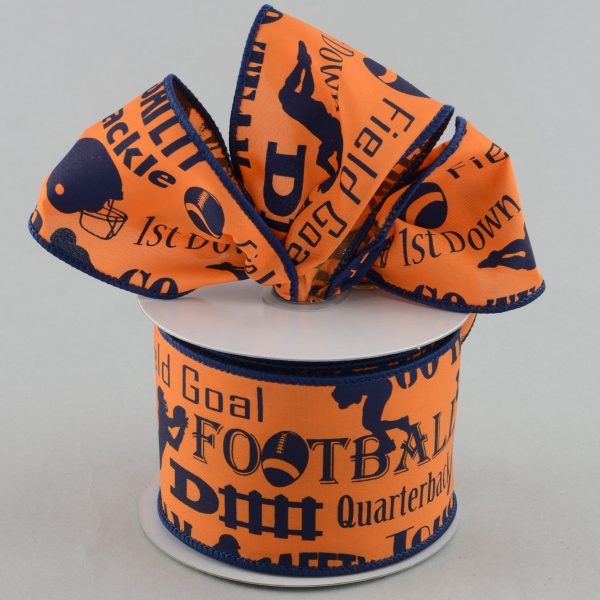 2.5  Football Touchdown Ribbon: Orange & Blue (10 Yards) Online Sale