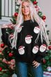 Black Sequined Santa Clause Bishop Sleeve Sweater Supply