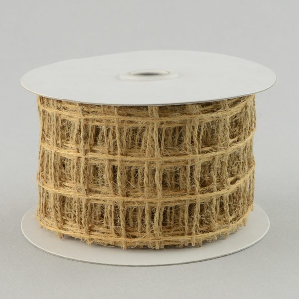 2.5  Square Net Natural Jute Burlap Ribbon (10 Yards) Hot on Sale