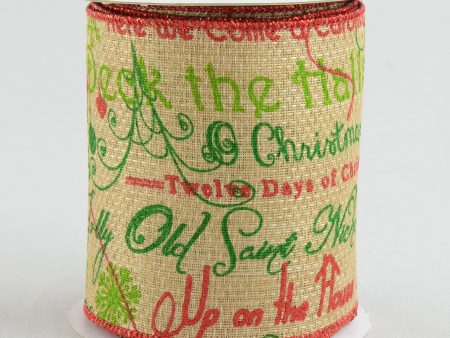 4  Faux Burlap Christmas Songs Ribbon: Red & Green (10 Yards) Sale