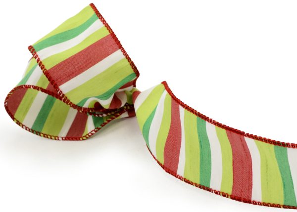 2.5  Faux Dupioni Christmas Stripe (10 Yards) For Cheap