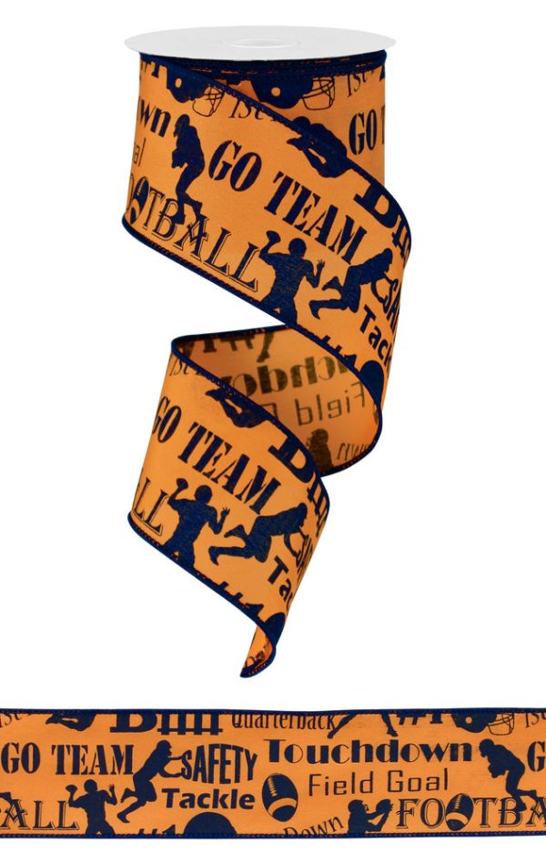 2.5  Football Touchdown Ribbon: Orange & Blue (10 Yards) Online Sale