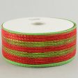 2.5  Poly Deco Mesh Ribbon: Metallic Red Lime Stripe Online