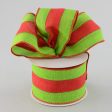 2.5  Royal Woven Stripe Ribbon: Red & Green (10 Yards) on Sale