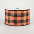 2.5  Water Resistant Woven Faux Jute Check Ribbon: Orange & Black (10 Yards) Sale