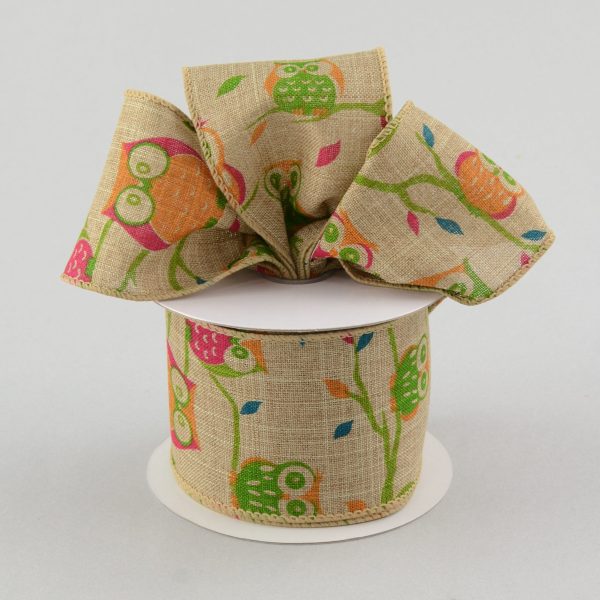 2.5  Canvas Spring Owl Ribbon (10 Yards) on Sale