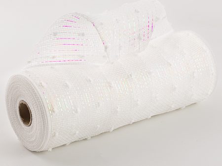 10  Metallic Snowball Deco Mesh: White Iridescent (10 Yards) Online now