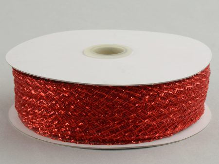 1.5  Deco Flex Mesh Ribbon: Metallic Red (30 Yards) on Sale