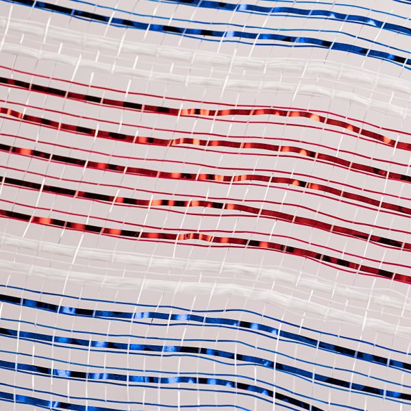 10  Poly Deco Mesh: Metallic Red, Blue & White Stripes (10 Yards) Hot on Sale