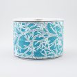 2.5  Glitter Snowflake Branch Canvas Ribbon: Turquoise, White, Silver (10 Yards) Cheap