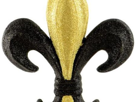 10  Fleur de Lis Ornament: Black & Gold Glitter Discount