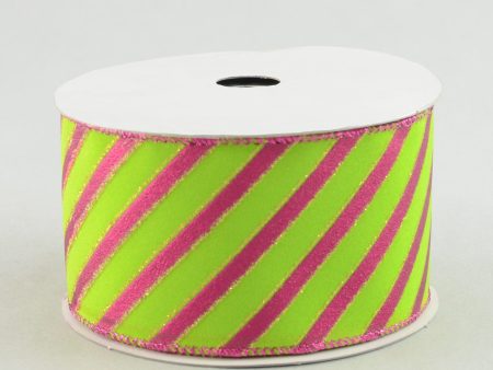 2.5  Lime and Fuchsia Stripe Ribbon (10 Yards) Online now