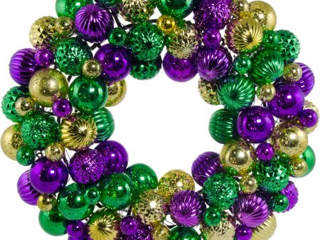 16  Mardi Gras Ball Wreath: Antique Purple, Gold & Green Discount