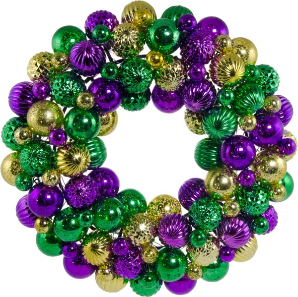 16  Mardi Gras Ball Wreath: Antique Purple, Gold & Green Discount