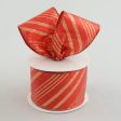 2.5  Red Gold Candy Cane Stripe Ribbon (10 Yards) Sale